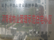 2008年12月17日，平頂山森林半島被 評為"河南省物業管理示范住宅小區"榮譽稱號。